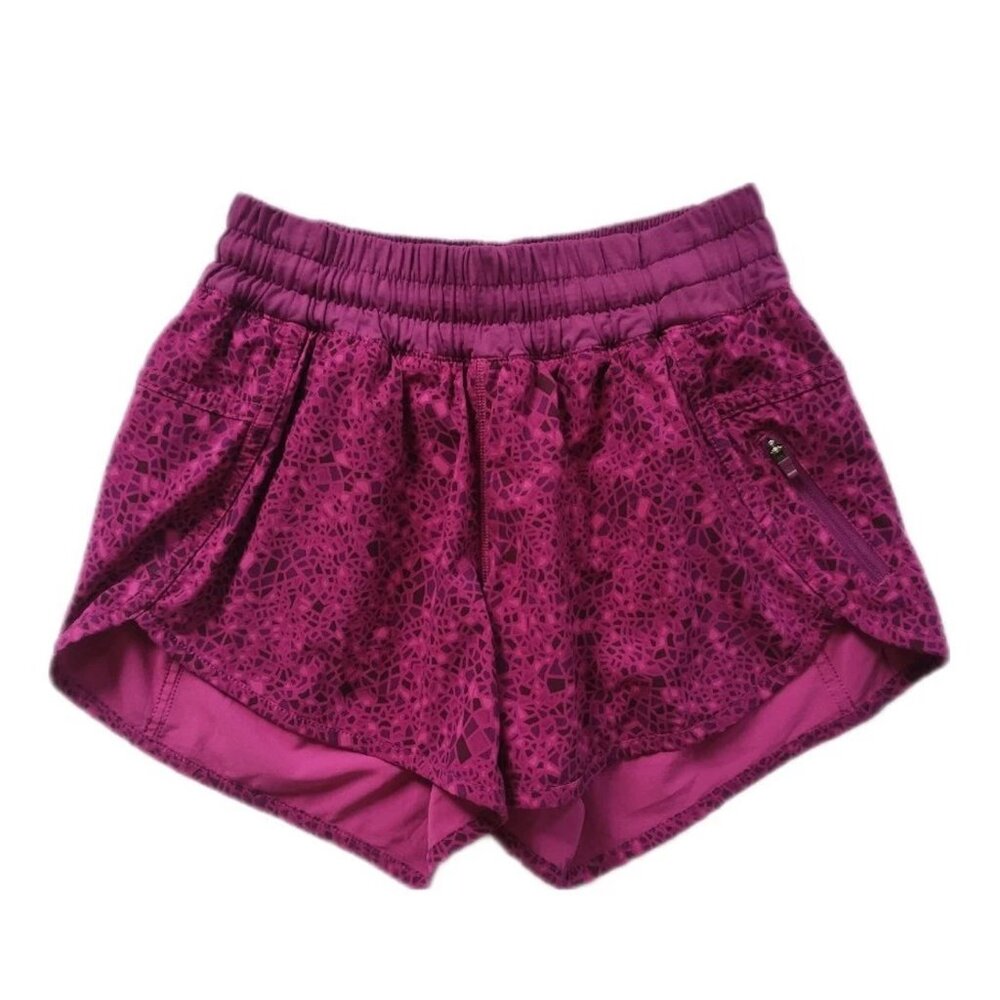 Lululemon Hotty Hot High-Rise Vibrant Pink Patterned Athletic Shorts